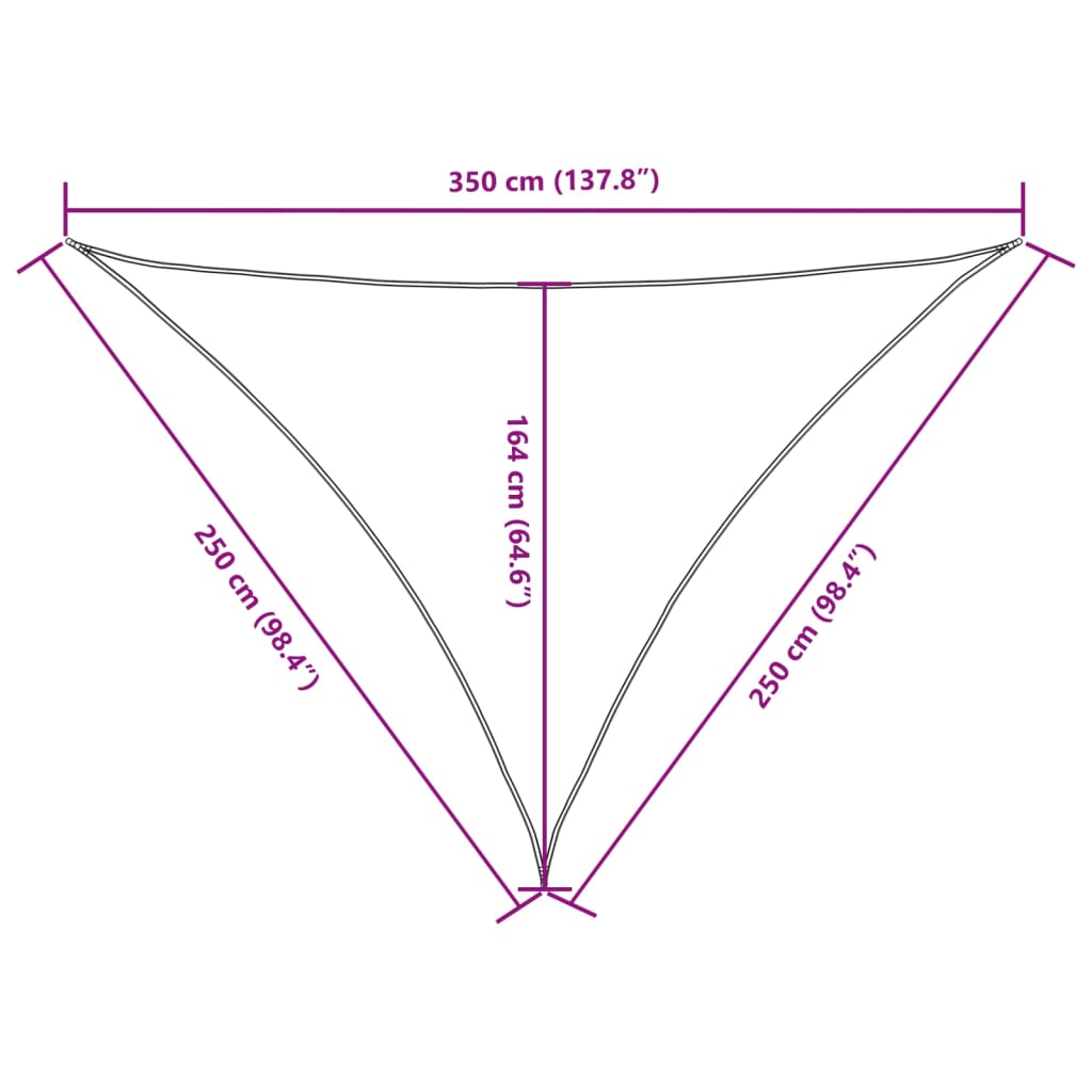 vidaXL Sunshade Sail Oxford Fabric Triangular 2.5x2.5x3.5 m Anthracite