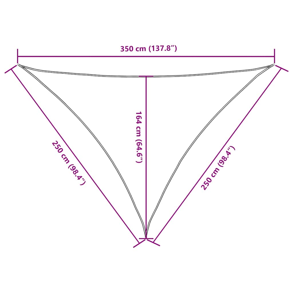 135114 vidaXL Sunshade Sail Oxford Fabric Triangular 2,5x2,5x3,5 m Anthracite