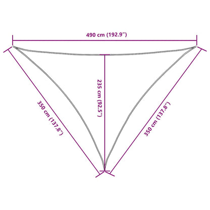 135120 vidaXL Sunshade Sail Oxford Fabric Triangular 3,5x3,5x4,9 m Anthracite