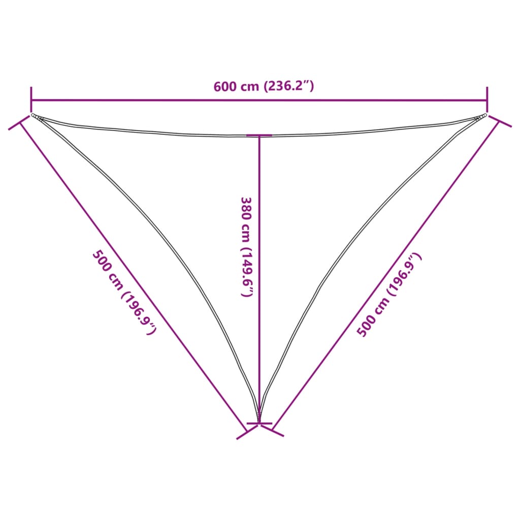 vidaXL Sunshade Sail Oxford Fabric Triangular 5x5x6 m Beige