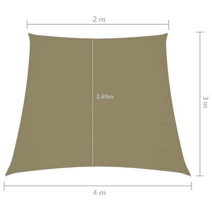 135186 vidaXL Sunshade Sail Oxford Fabric Trapezium 2/4x3 m Beige