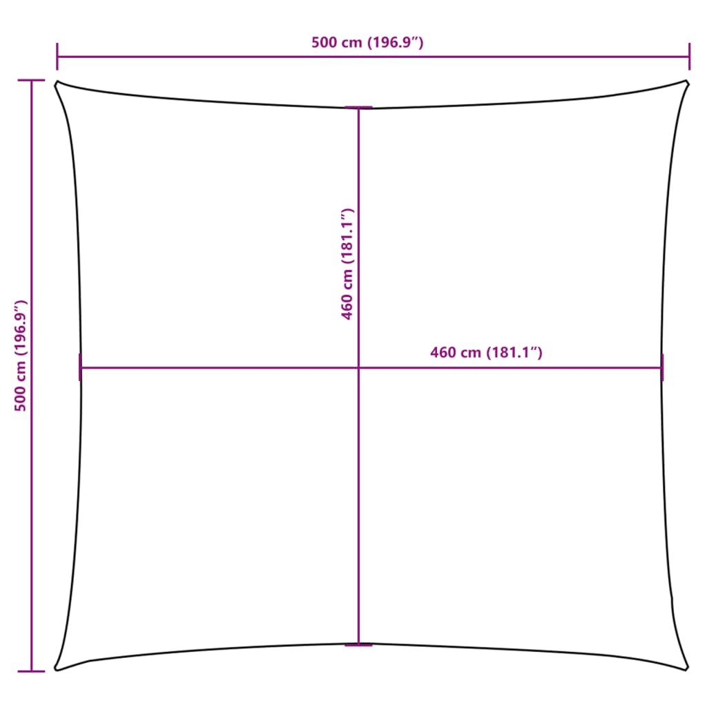 vidaXL Sunshade Sail Oxford Fabric Square 5x5 m Cream