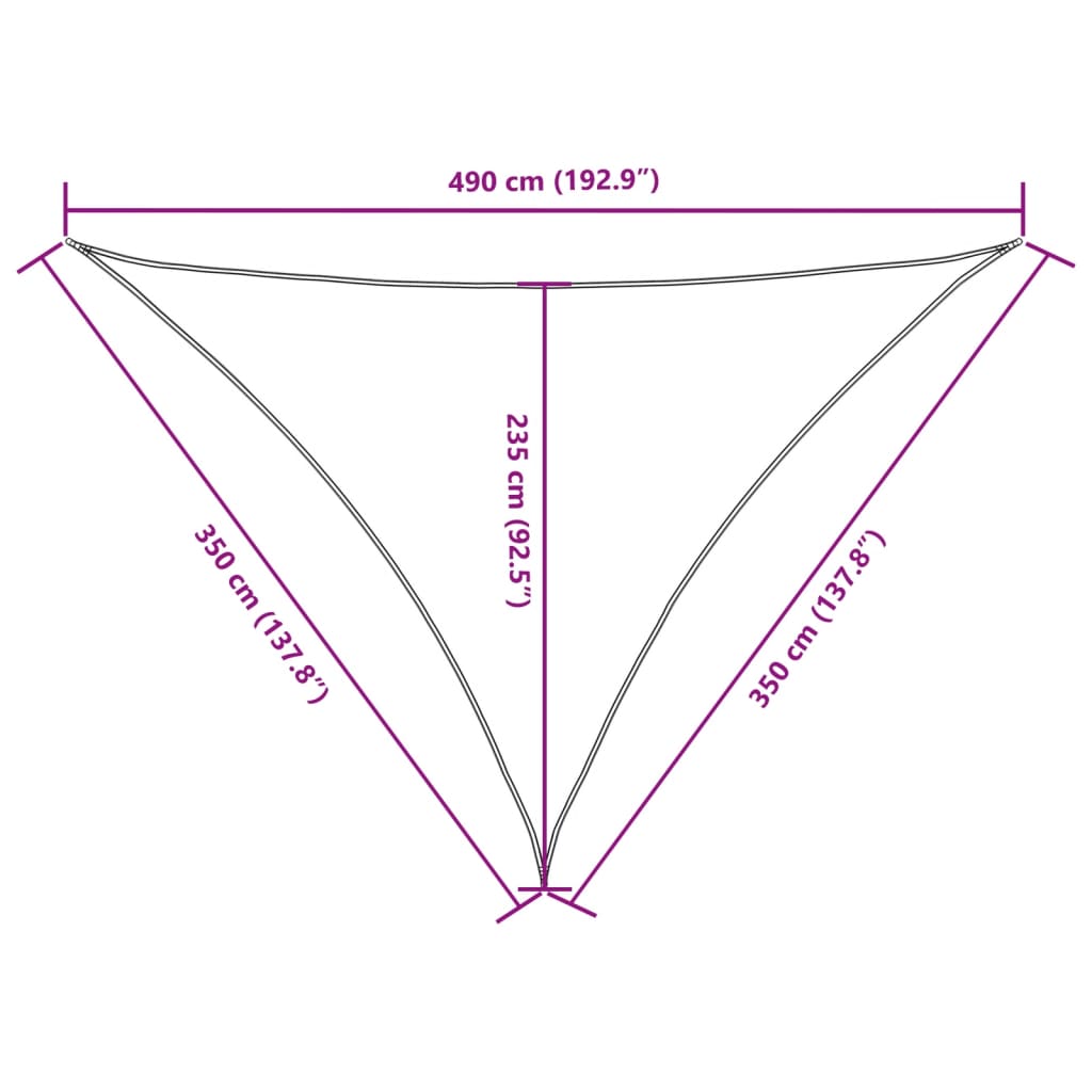 vidaXL Sunshade Sail Oxford Fabric Triangular 3.5x3.5x4.9 m Cream