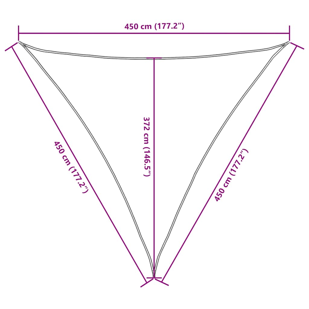 135233 vidaXL Sunshade Sail Oxford Fabric Triangular 4,5x4,5x4,5 m Cream