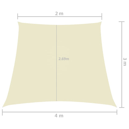 vidaXL Sunshade Sail Oxford Fabric Trapezium 2/4x3 m Cream