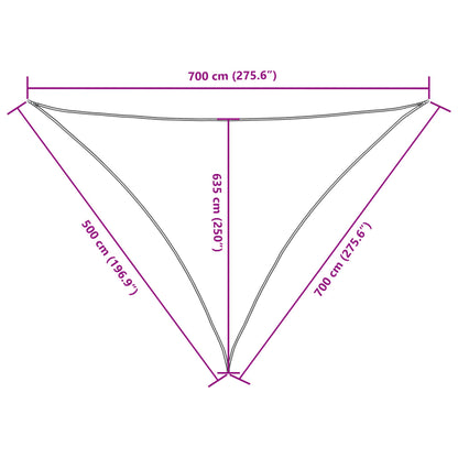 vidaXL Sunshade Sail Oxford Fabric Triangular 5x7x7 m White