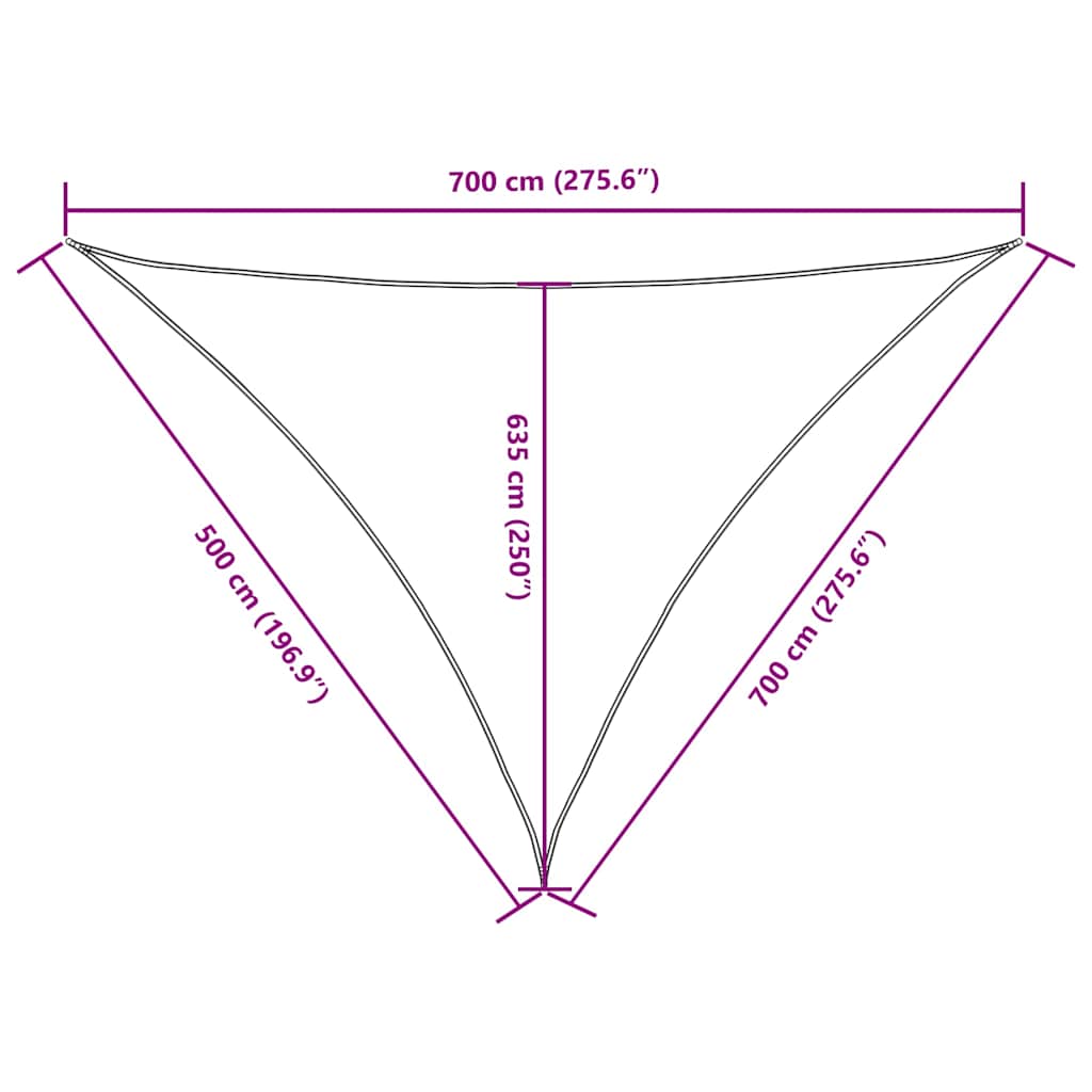 135292 vidaXL Sunshade Sail Oxford Fabric Triangular 5x7x7 m White