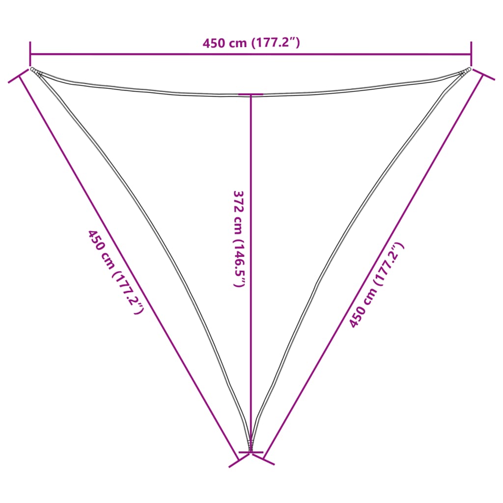 vidaXL Sunshade Sail Oxford Fabric Triangular 4.5x4.5x4.5 m Terracotta