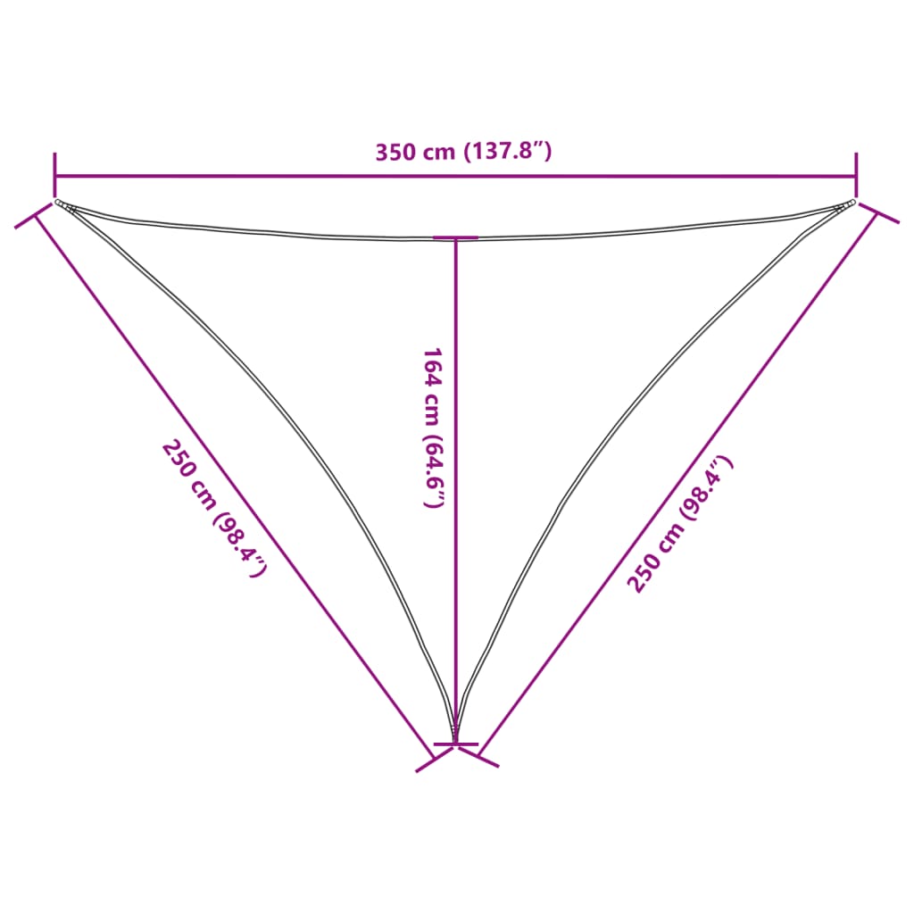 vidaXL Sunshade Sail Oxford Fabric Triangular 2.5x2.5x3.5 m Taupe