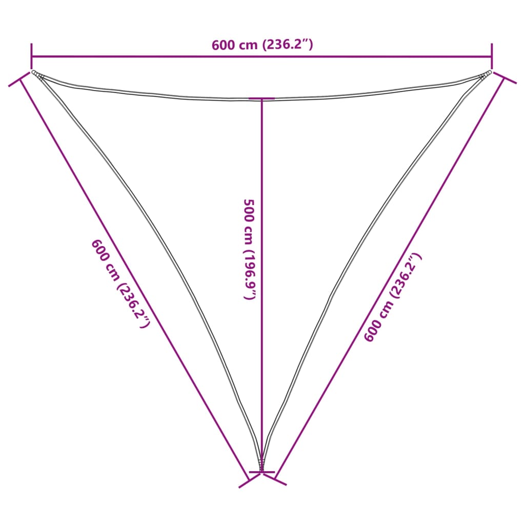 vidaXL Sunshade Sail Oxford Fabric Triangular 6x6x6 m Orange