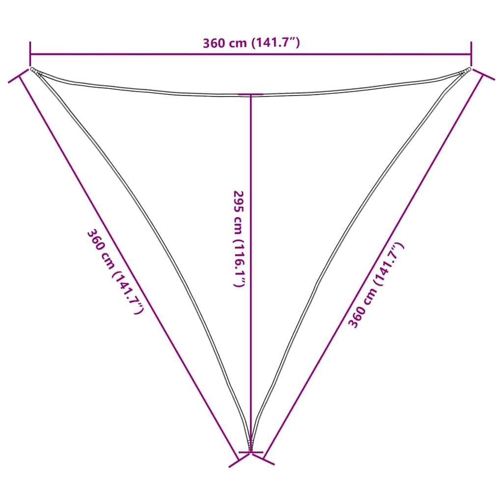 135831 vidaXL Sunshade Sail Oxford Fabric Triangular 3,6x3,6x3,6 m Brown
