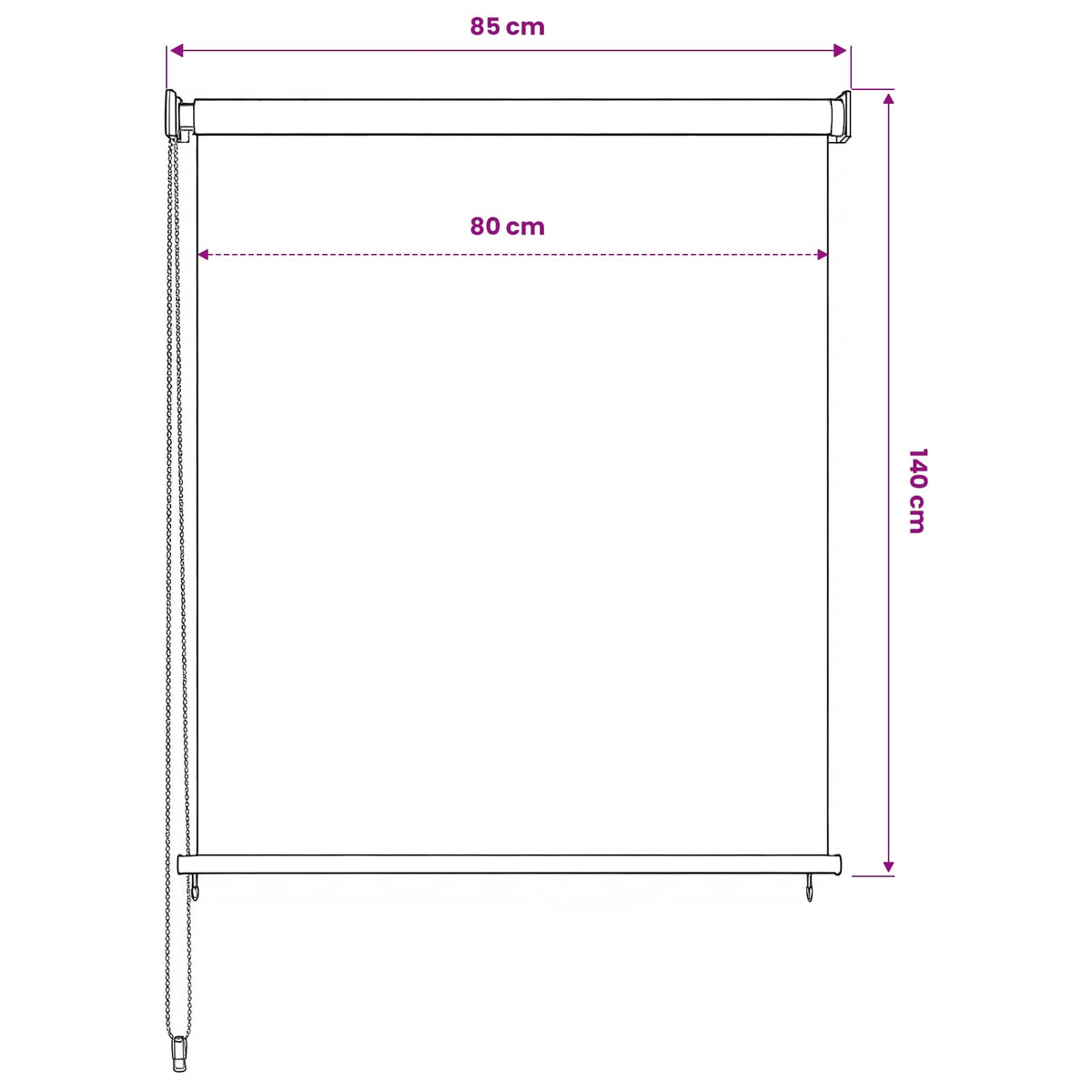 vidaXL Outdoor Roller Blind Cream 85(W)x140(H) cm HDPE