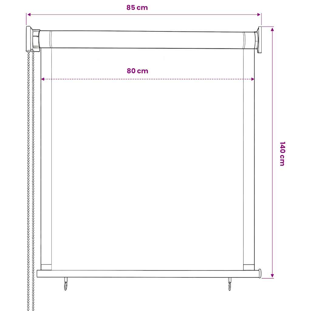 vidaXL Outdoor Roller Blind 85(W)x140(H) cm Anthracite
