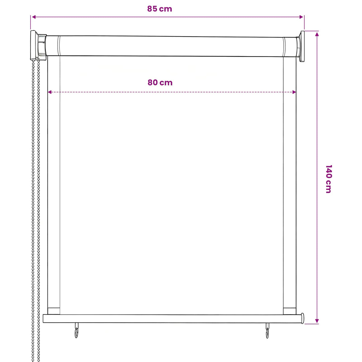 vidaXL Outdoor Roller Blind 85(W)x140(H) cm Anthracite