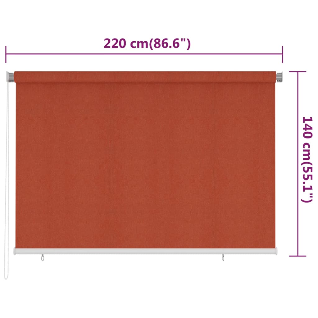 vidaXL Outdoor Roller Blind 225(W)x140(H) cm Terracotta HDPE