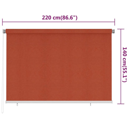 vidaXL Outdoor Roller Blind 225(W)x140(H) cm Terracotta HDPE