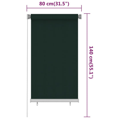 vidaXL Outdoor Roller Blind 80x140 cm Dark Green HDPE