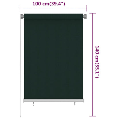 vidaXL Outdoor Roller Blind 100x140 cm Dark Green HDPE