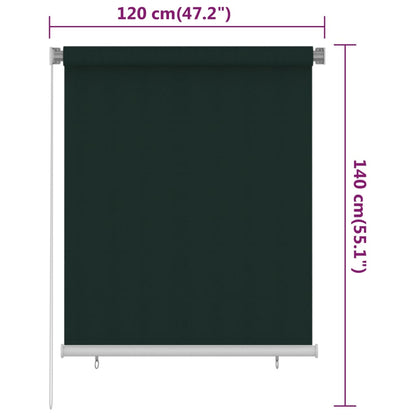 vidaXL Outdoor Roller Blind 120x140 cm Dark Green HDPE