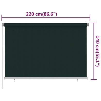 vidaXL Outdoor Roller Blind 220x140 cm Dark Green HDPE