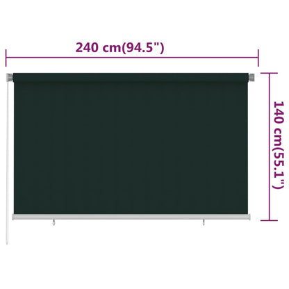 vidaXL Outdoor Roller Blind 240x140 cm Dark Green HDPE