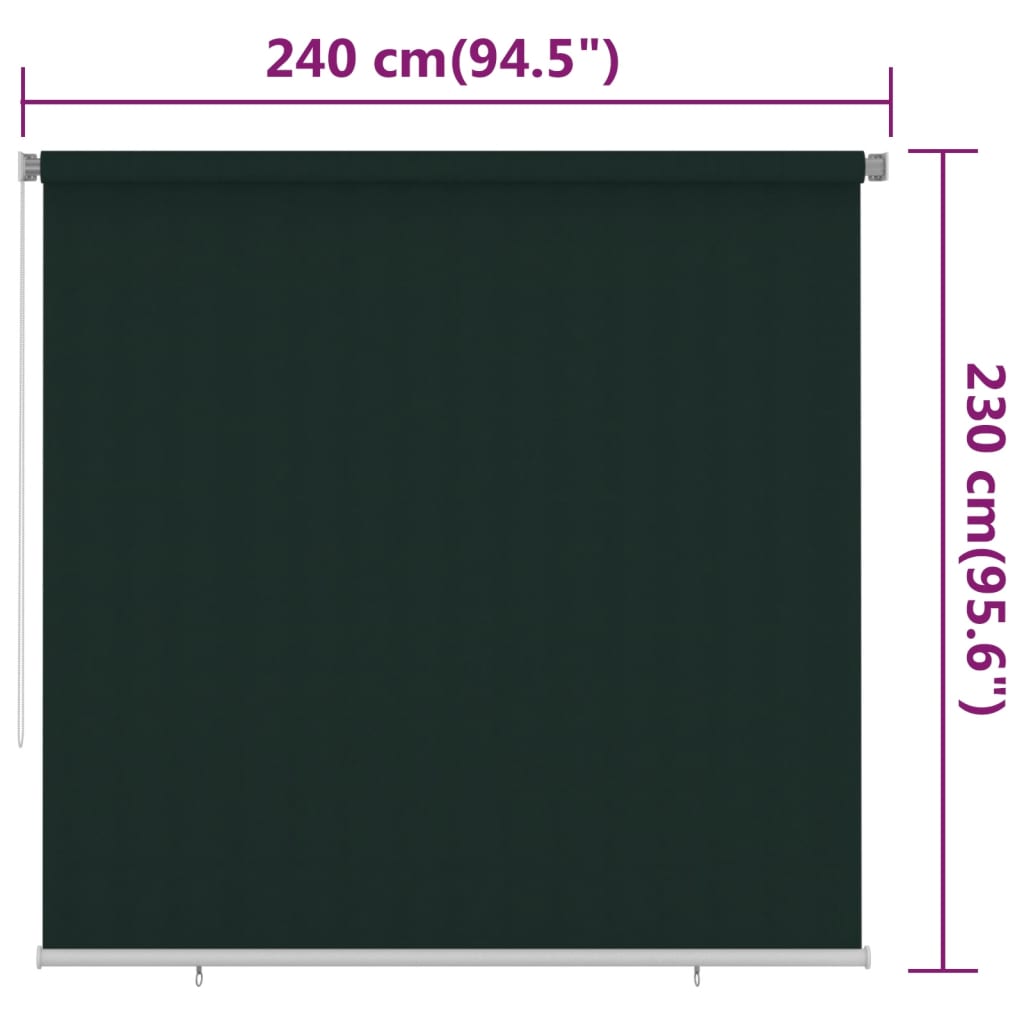 vidaXL Outdoor Roller Blind 240x230 cm Dark Green HDPE