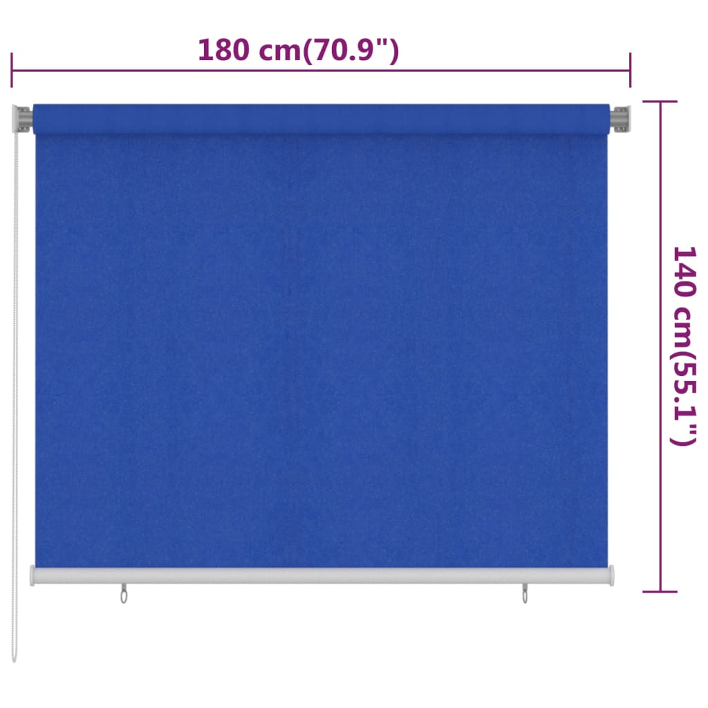 vidaXL Outdoor Roller Blind 180x140 cm Blue HDPE