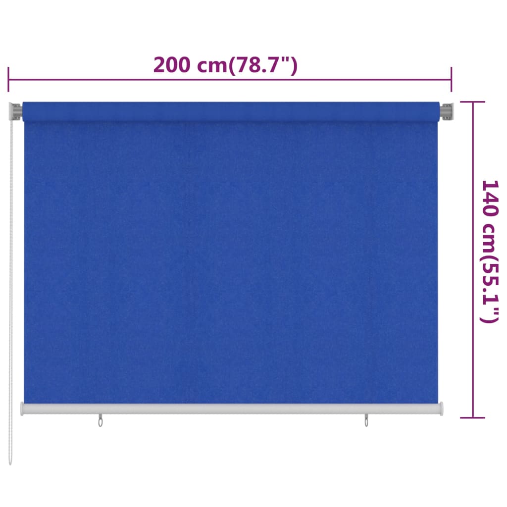 vidaXL Outdoor Roller Blind 200x140 cm Blue HDPE