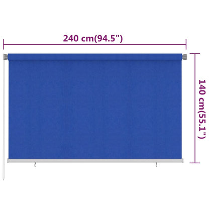 vidaXL Outdoor Roller Blind 240x140 cm Blue HDPE