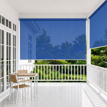 vidaXL Outdoor Roller Blind 355(W)x140(H) cm Blue HDPE