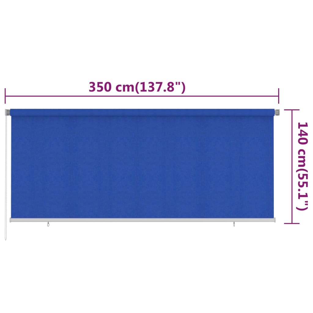 vidaXL Outdoor Roller Blind 350x140 cm Blue HDPE