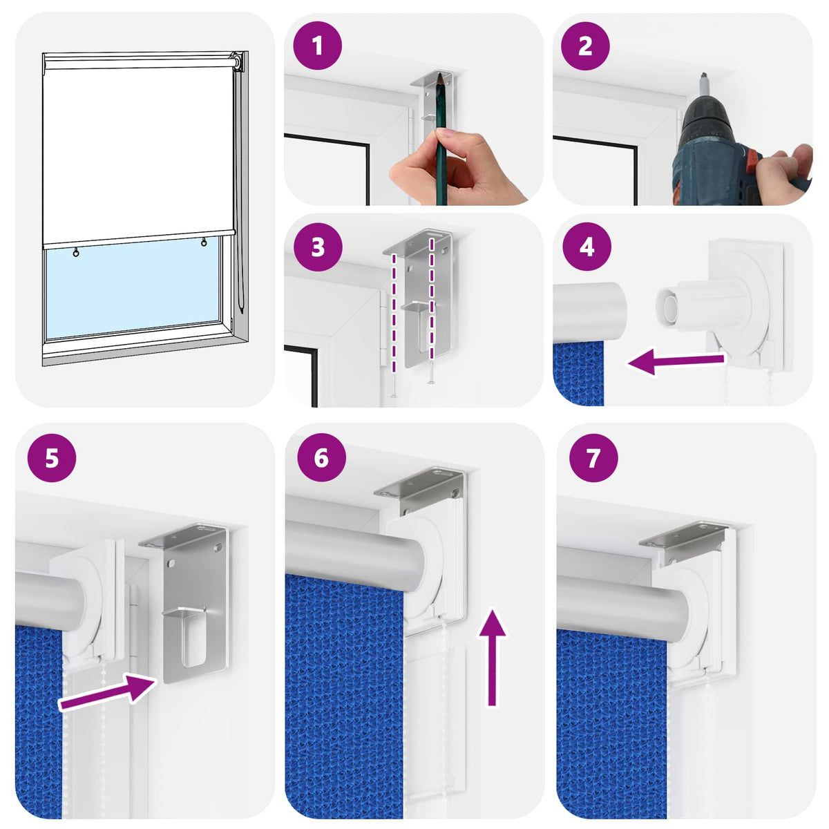 vidaXL Outdoor Roller Blind 355(W)x140(H) cm Blue HDPE