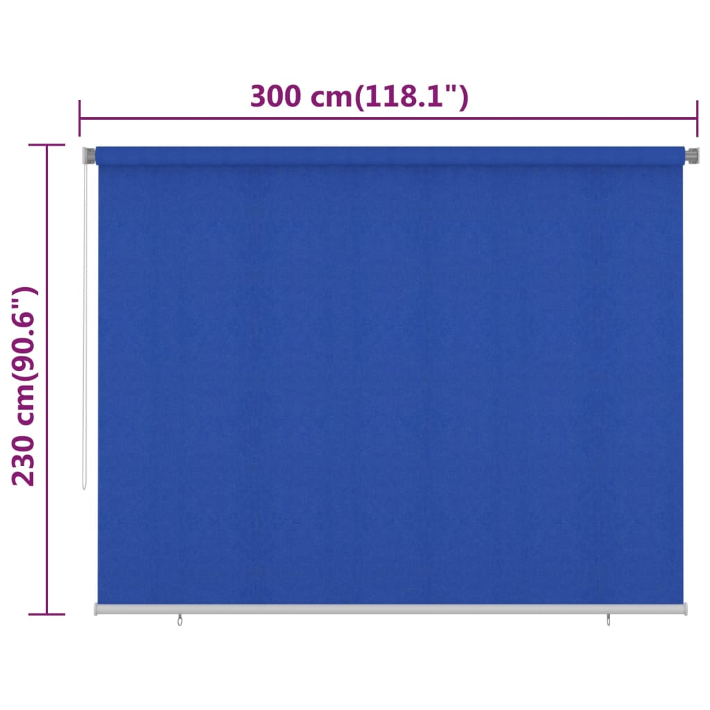 vidaXL Outdoor Roller Blind 300x230 cm Blue HDPE