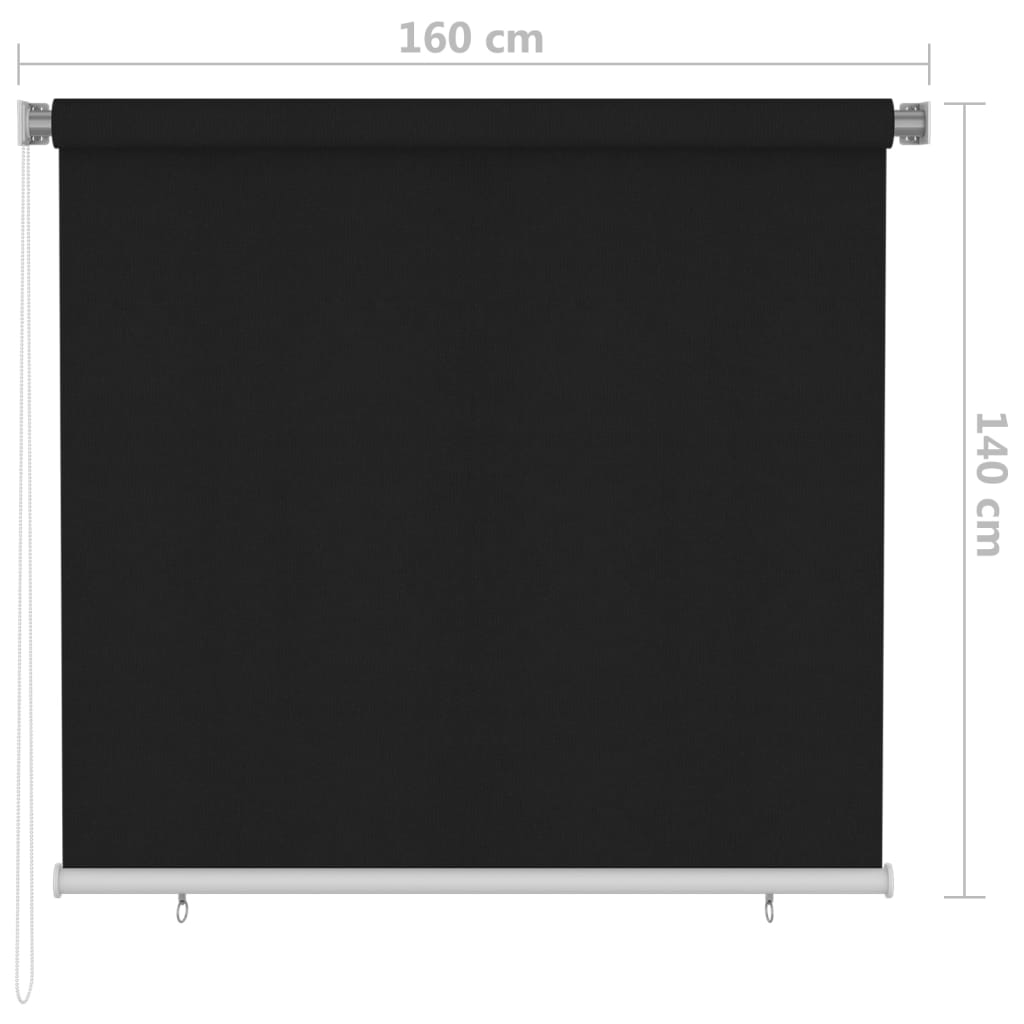 vidaXL Roller Blind | Black | High-density polyethylene (HDPE) | 160x140 cm