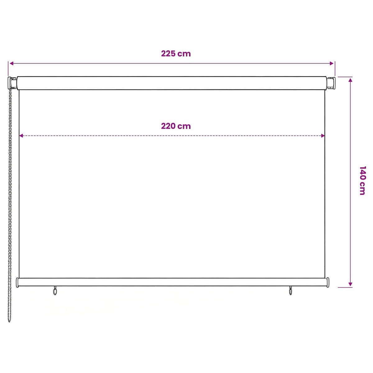 vidaXL Outdoor Roller Blind 225(W)x140(H) cm Black