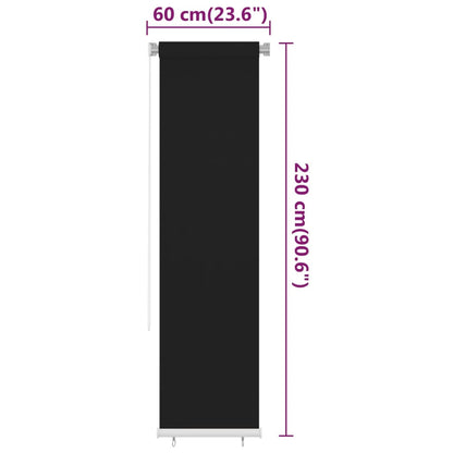 vidaXL Outdoor Roller Blind 65(W)x230(H) cm Black HDPE