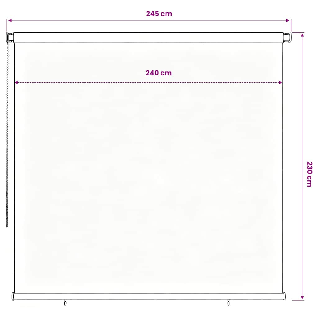 vidaXL Outdoor Roller Blind 185(W)x230(H) cm Black