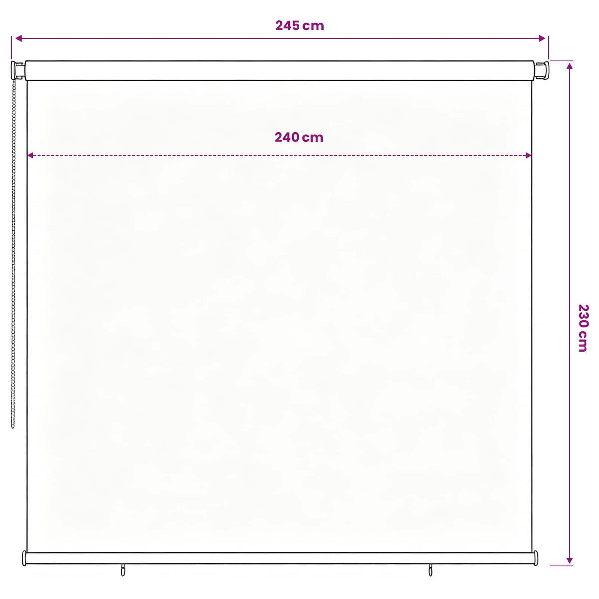 vidaXL Outdoor Roller Blind 185(W)x230(H) cm Black