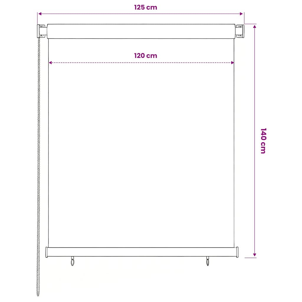 vidaXL Outdoor Roller Blind 125(W)x140(H) cm Brown