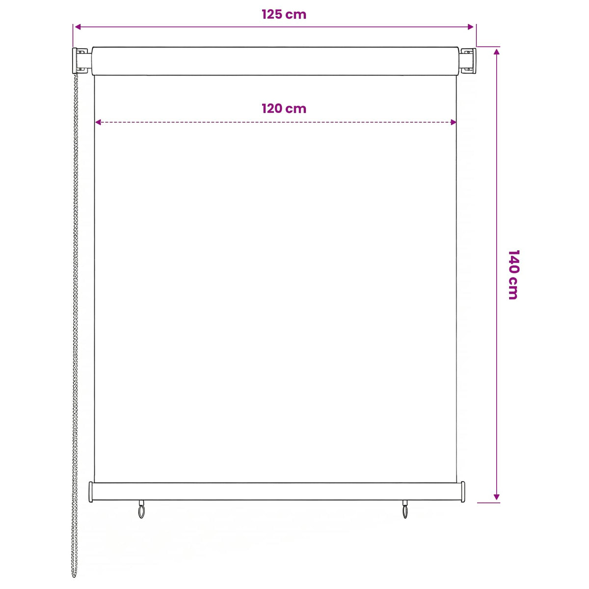 vidaXL Outdoor Roller Blind 125(W)x140(H) cm Brown