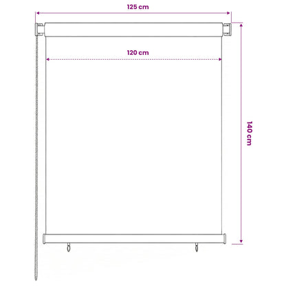 vidaXL Outdoor Roller Blind 125(W)x140(H) cm Brown
