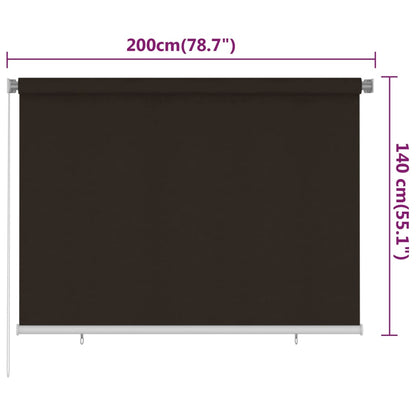 vidaXL Outdoor Roller Blind 205(W)x140(H) cm Brown HDPE