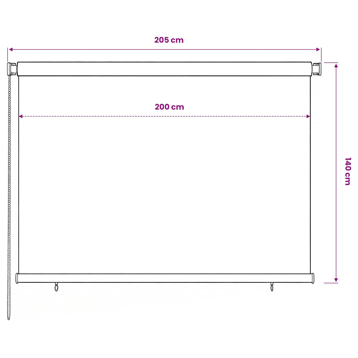 vidaXL Outdoor Roller Blind 205(W)x140(H) cm Brown HDPE