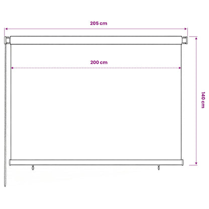 vidaXL Outdoor Roller Blind 205(W)x140(H) cm Brown HDPE
