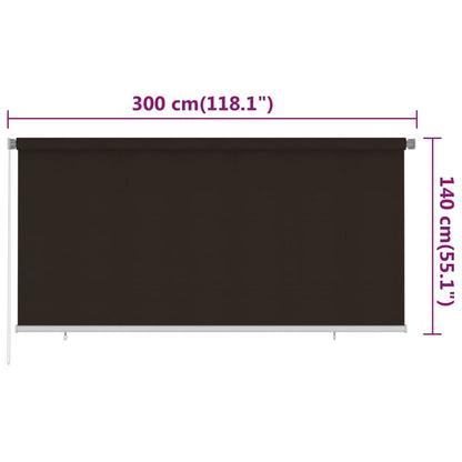 vidaXL Outdoor Roller Blind 300x140 cm Brown HDPE