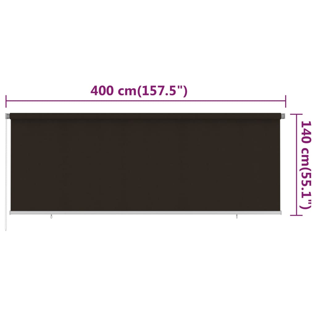 vidaXL Outdoor Roller Blind 400x140 cm Brown HDPE