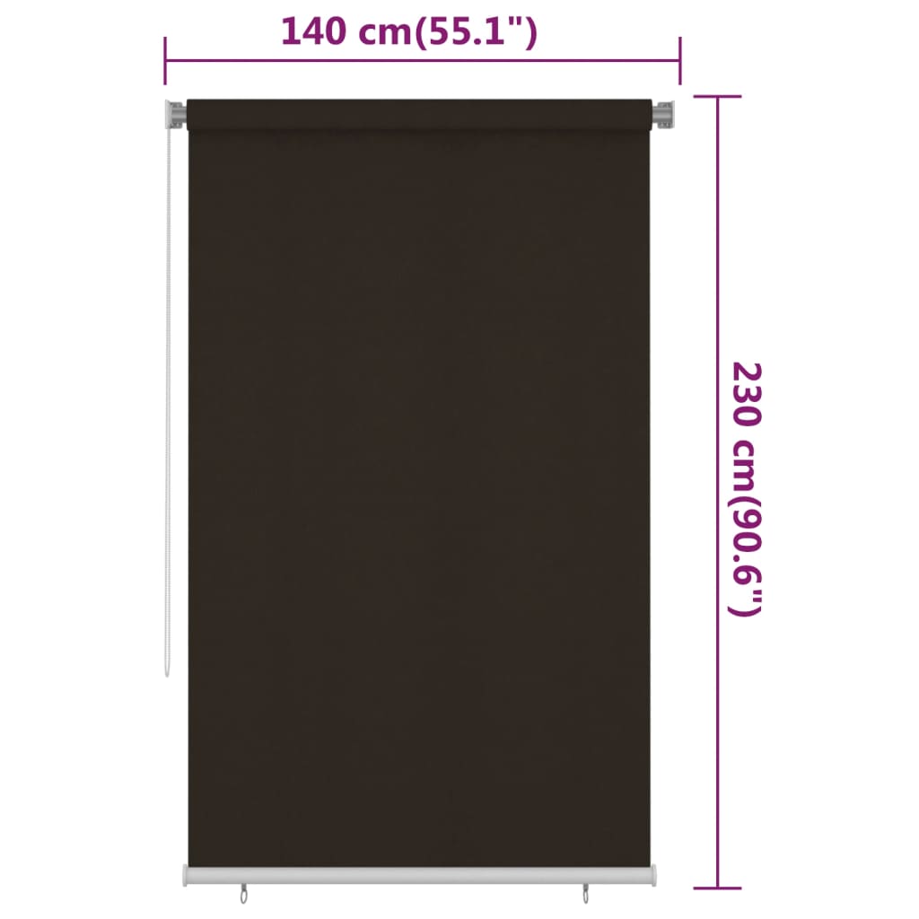 vidaXL Outdoor Roller Blind 145(W)x230(H) cm Brown HDPE