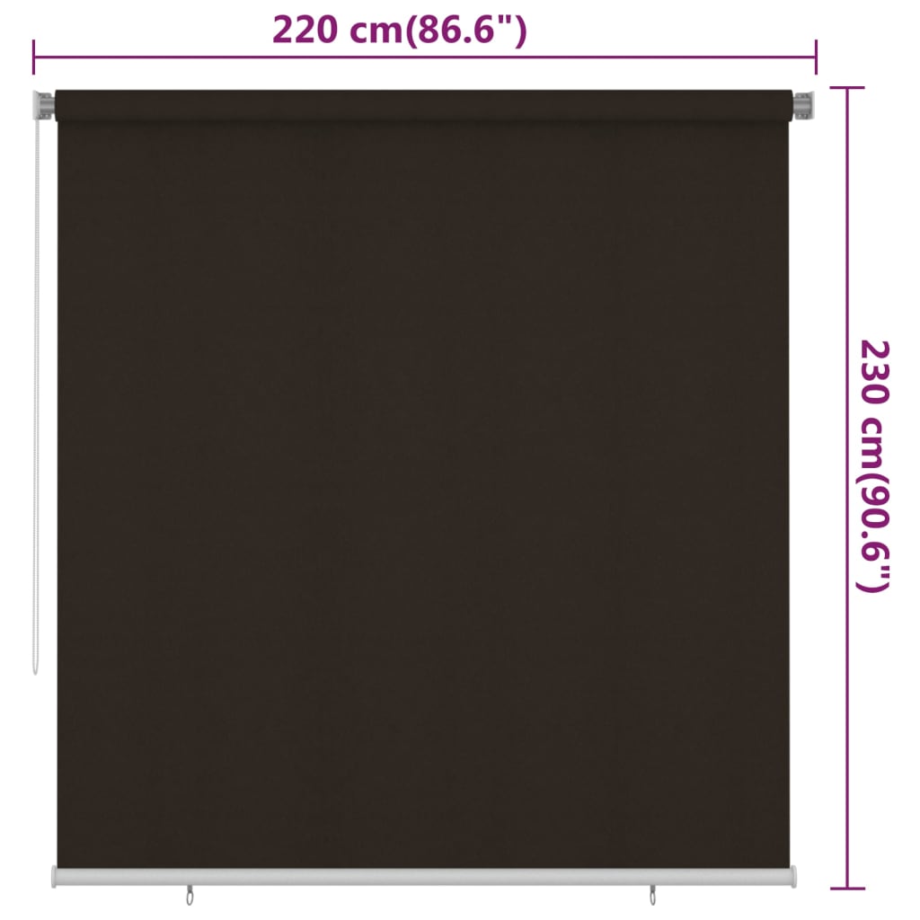 vidaXL Outdoor Roller Blind 220x230 cm Brown HDPE