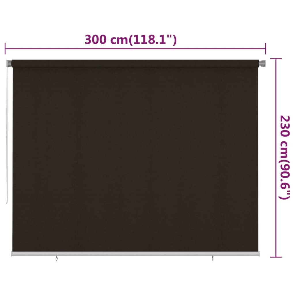vidaXL Outdoor Roller Blind 300x230 cm Brown HDPE