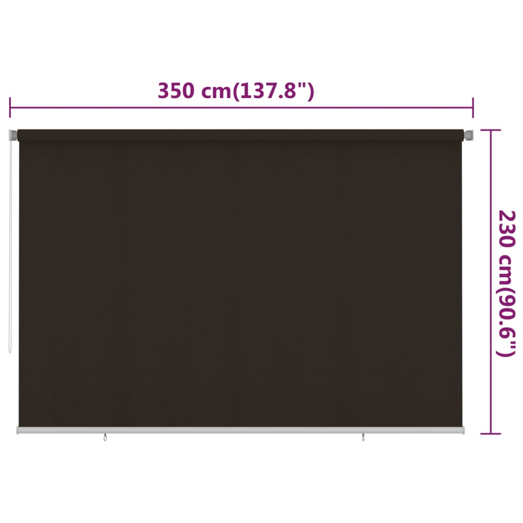 vidaXL Outdoor Roller Blind 350x230 cm Brown HDPE